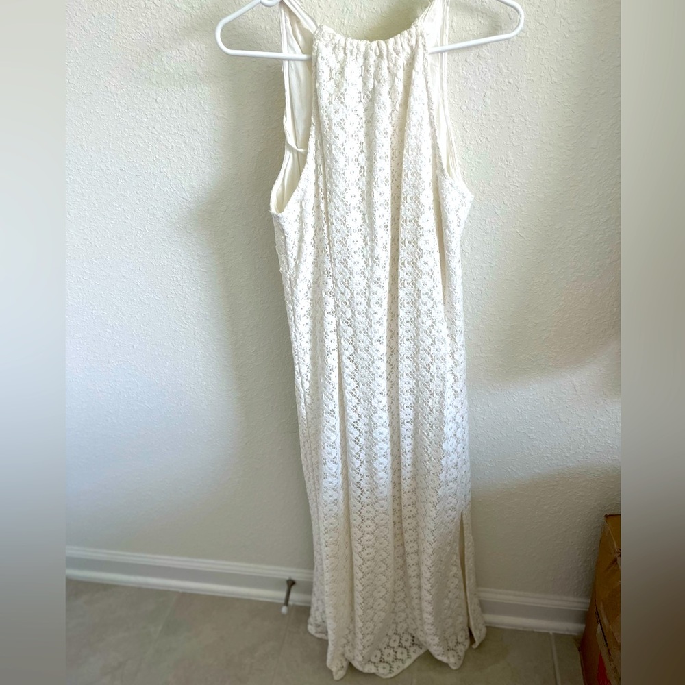 White lace midi dress